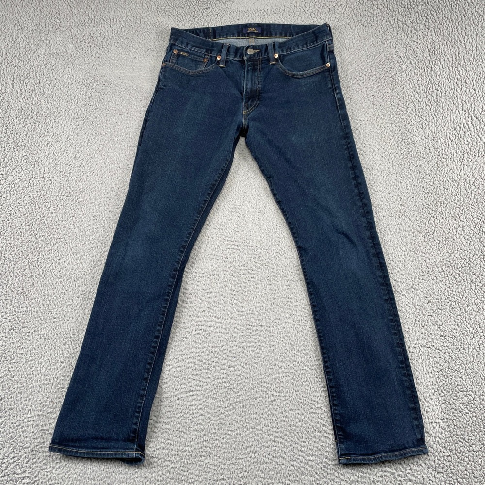 Polo Ralph Lauren Jeans Mens 32x32 Blue Varick Slim Straight Dark Wash Denim